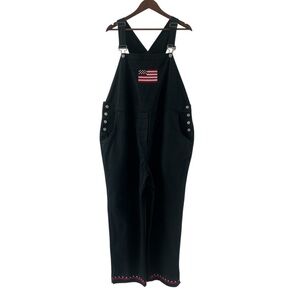 Denim & Co. Women’s American Flag Embroidered Denim Overall Jumpsuit